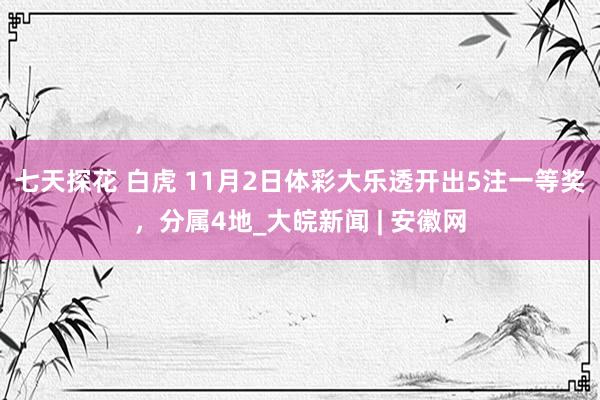 七天探花 白虎 11月2日体彩大乐透开出5注一等奖，分属4地_大皖新闻 | 安徽网