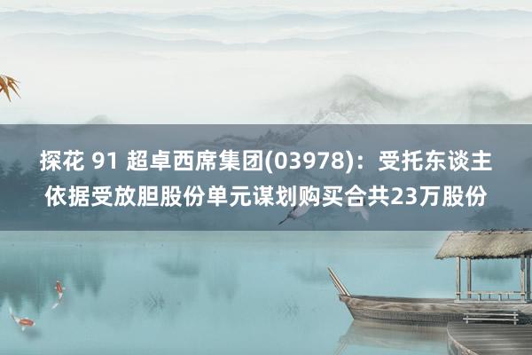 探花 91 超卓西席集团(03978)：受托东谈主依据受放胆股份单元谋划购买合共23万股份